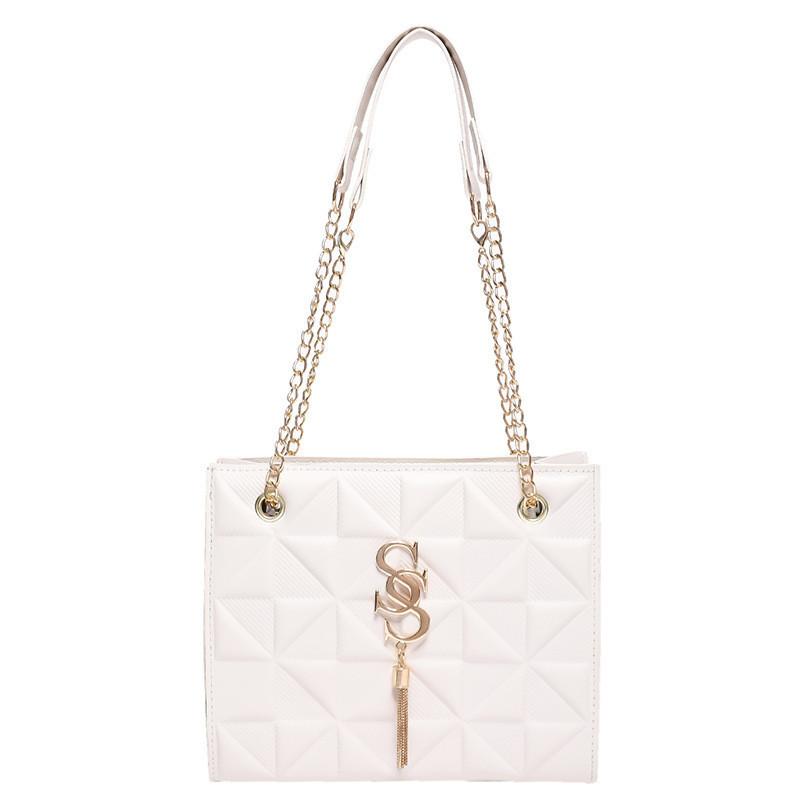 Стильная городская шикарная женская сумка через плечо из ПУ с кисточками и клетчатым дизайном