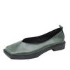 Fashion 2025Flat Shoes Women Square Toe Single Shoes Simple Temperament Leather Shoes Spring round toe heels