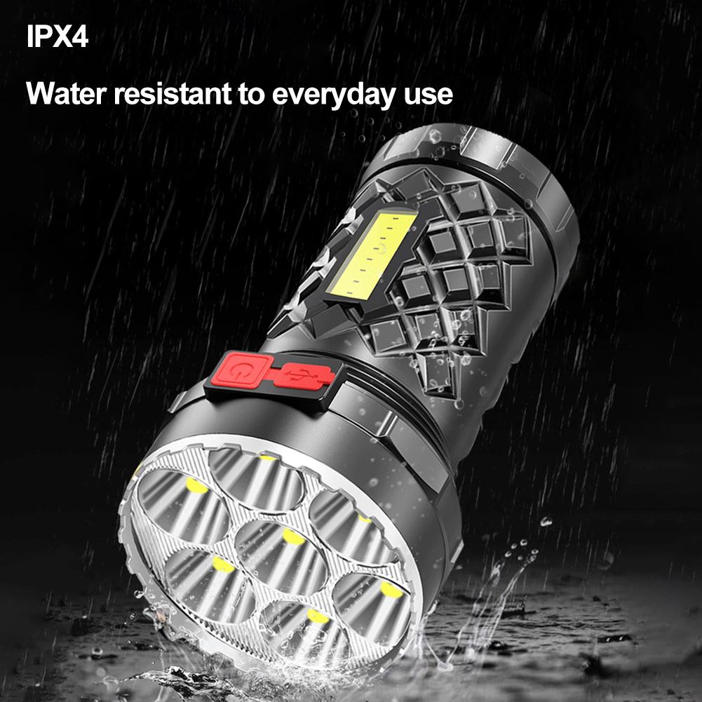 7LED High Power Led Flashlights Rechargeable Camping Spotlight with Side Light 3 Lighting Modes Camping Adventure Outdoor