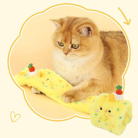 Cat Toys Cute Roll Plush Doll Cartoon Bite-Resistant Interactive Toy for Small Medium Dogs Built-in Rattle Paper Safe Skin-Friendly Pet Toy