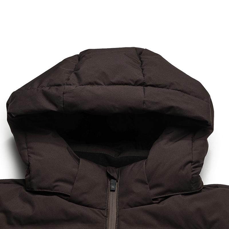 FILA Blue Fashion Trendy Retro Versatile Goose Down Comfortable Warm Puffy Hooded Down Jacket Men outerwear Brown F11M542905FBN