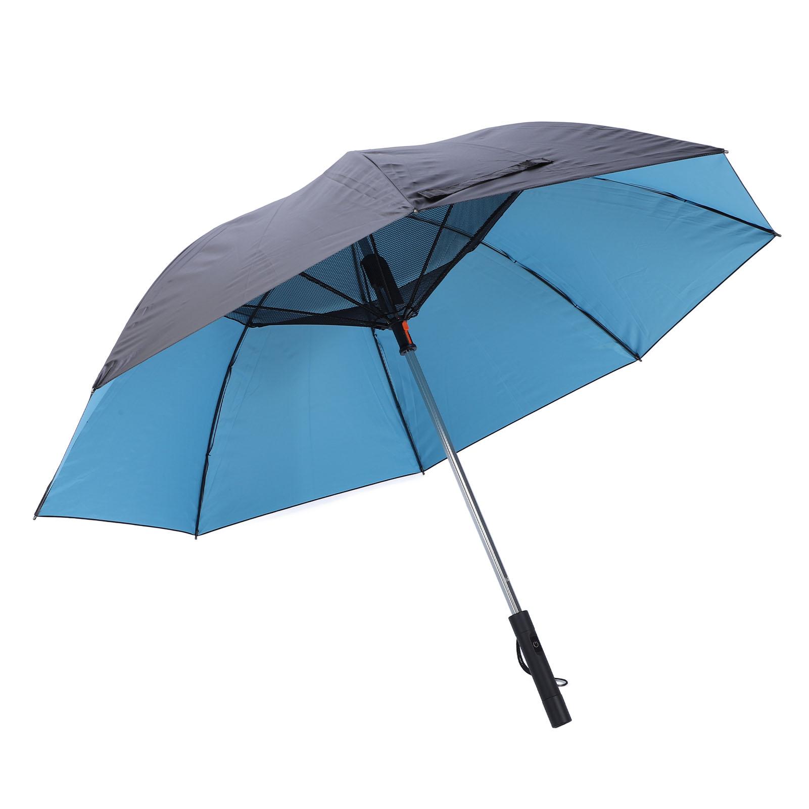 

Зонт с вентилятором для охлаждения, УФ-защита, защита от солнца, 3000 мАч, перезаряжаемый через USB, зонт от солнца и дождя для пляжа синий