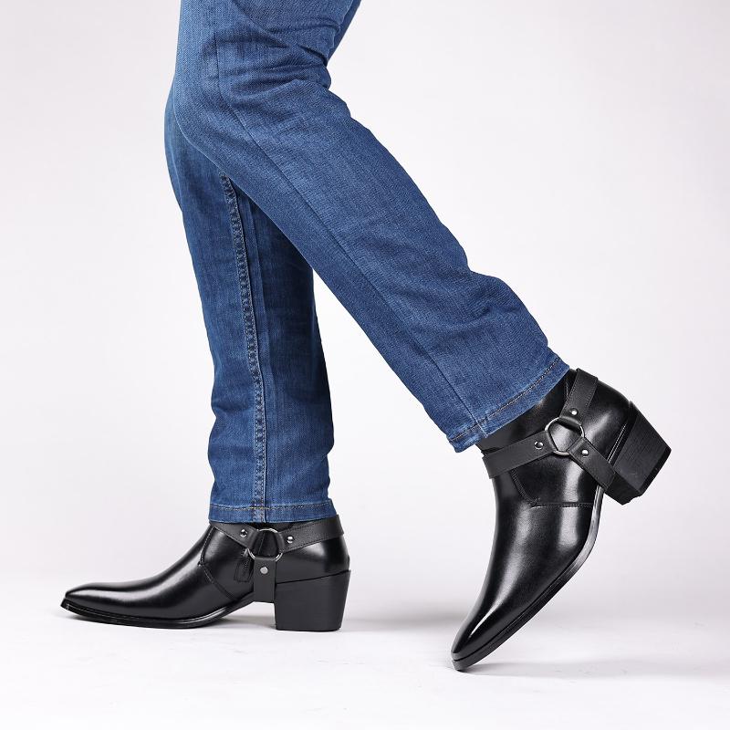 Classic Western Cowboy Rider Boots Men Formal Boots Brand Designer Side Zipper Chelsea Boots Men Comfortable Pointed Shoes 38 48