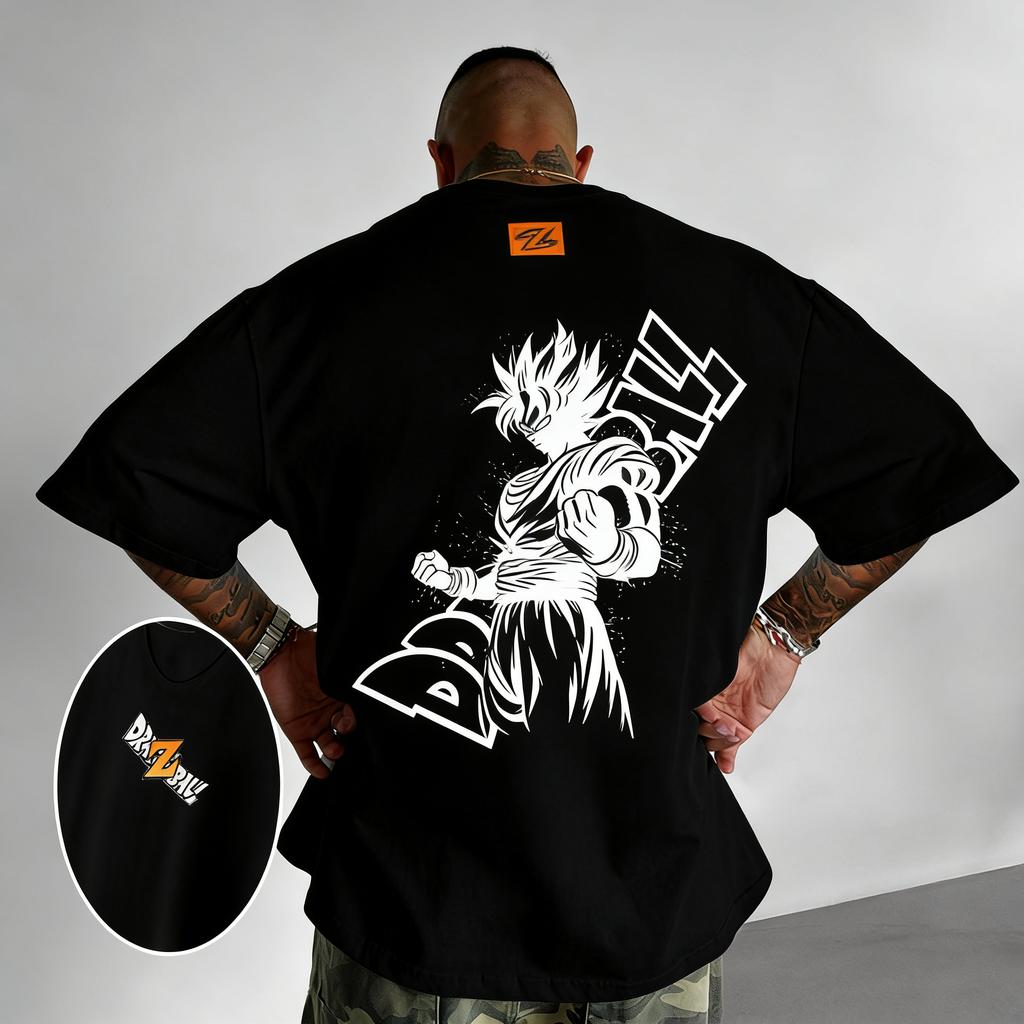 Anime Dragon Ball Dragon Ball Super Wukong Printed Digital Direct Spray Pure Cotton Short Sleeved Tshirt Unisex Mens and Women