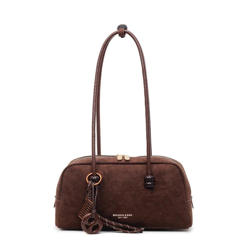 

High value retro tote bag women s summer 2025 casual foreign style shoulder bag large capacity bag No pendant темно-коричневого