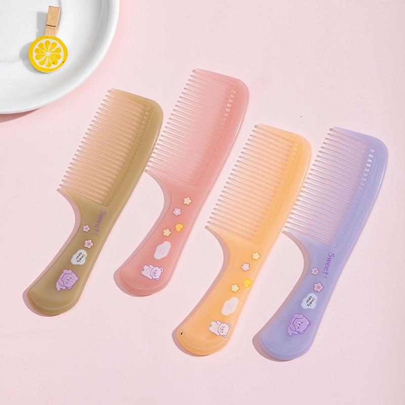 Jelly Color Cartoon Print Children's Fine-Tooth Comb Set - Portable Hair Styling with Pointed Tail Comb