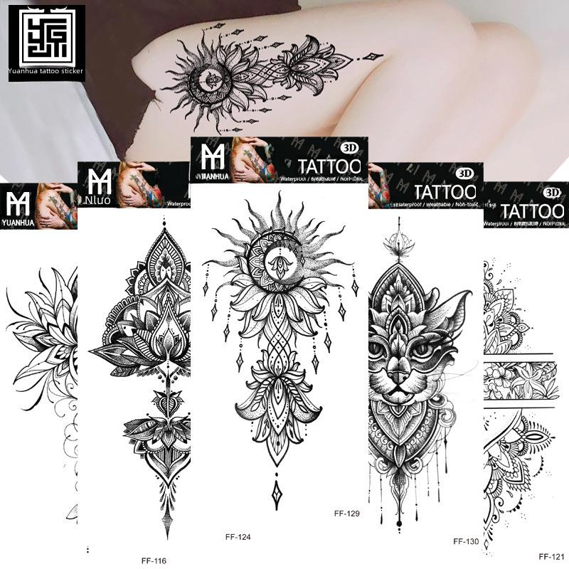 Yuanhua Waterproof Wolf Head Totem & Arabic Text Tattoo Stickers