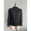 Half High Collar Long Sleeve Wavy Splicing Blouse Elegant Women Spirng Autumn Shirt Ladies Solid Color Loose Tops Sweet Simple Office Pleated Clothing