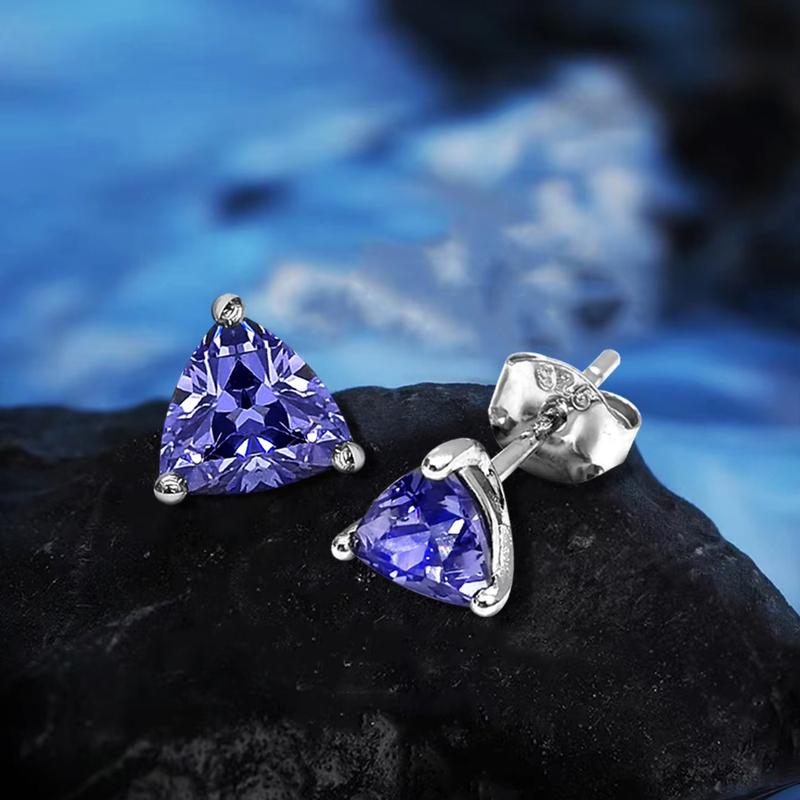 925 Sterling SilverTanzanite Stud Earrings for Women Luxury Gemstone Simple Fine Jewelry Accessories Party Wedding Gift