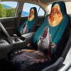 2pcs Howling Wolf Car Seat Covers - Durable Fabric, Soft & Comfortable, Easy To Install, Universal Fit For Cars, SUVs, Sedans, T