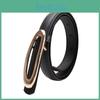 Minimalist Women Leather Belt With Elliptical Flat Buckle For Casual Dress And Jeans