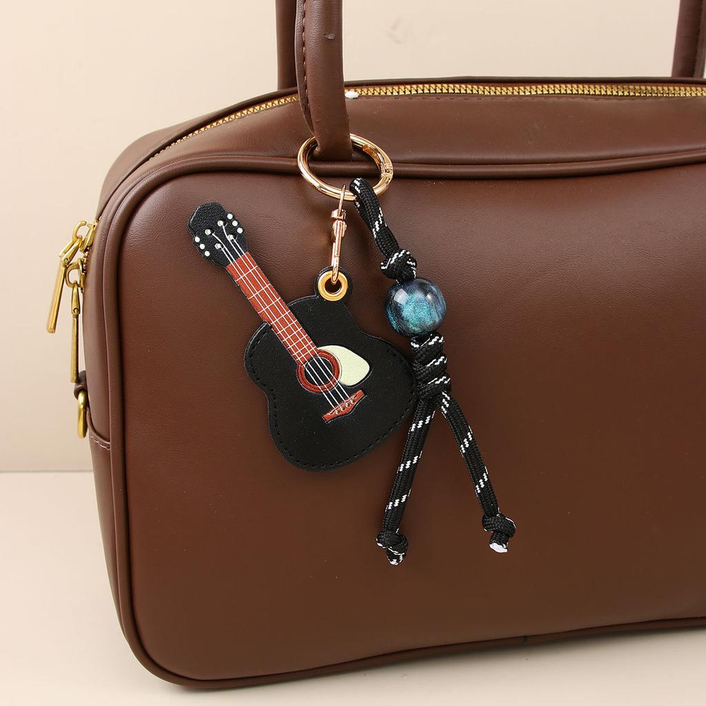 New Creative PU Guitar Pendant Access Card Bag Accessories Beaded Keychain Small Gifts Car Hanging Accessories