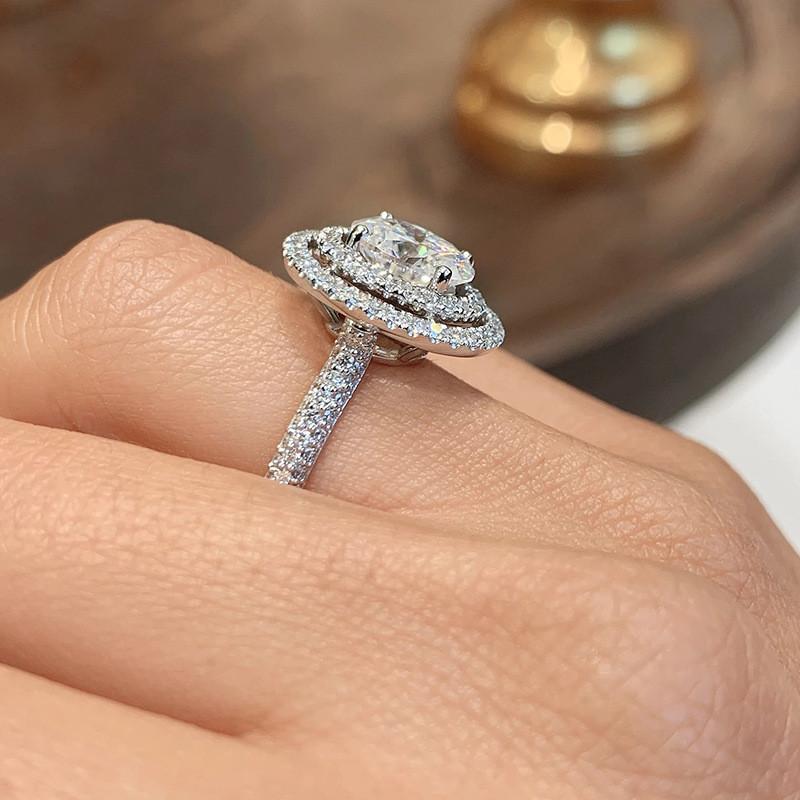 CopperCubic Zirconia Oval Shaped Rings for Women High Quality Engagement Wedding Trend Eternity Jewelry