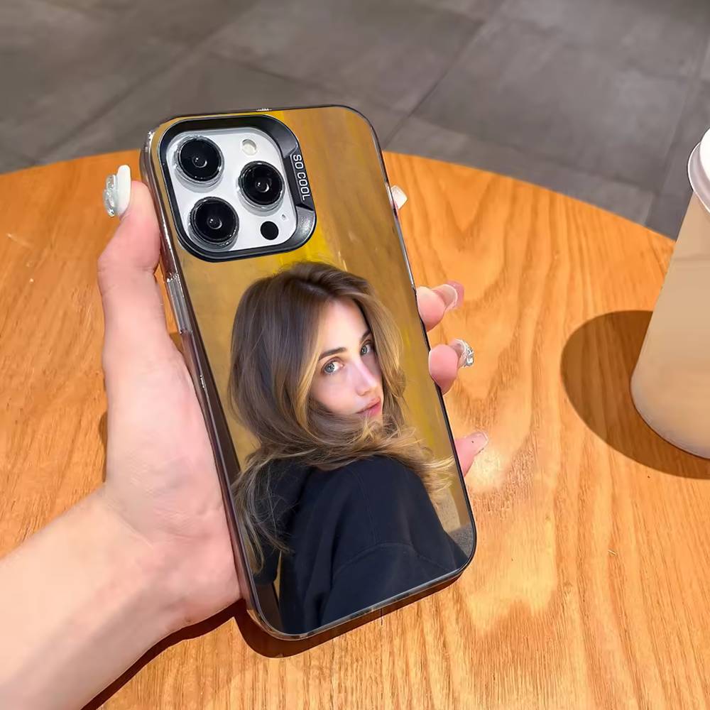 Lovely Emily Rudd Phone Case For iPhone17,16,15,14,13,12,11,Pro,MAX Gray Matte Silicone Black Cover