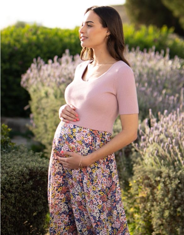 Rochie Casual Rochie Maternitate AVIVA Liliac x Imprimeu Floral [Serafin] Femei