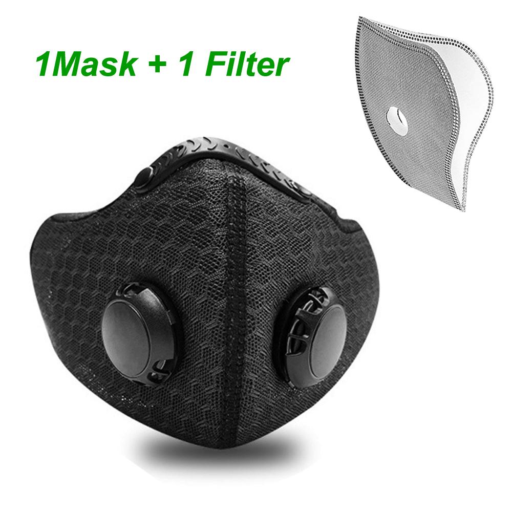 Tcare Cycling Face Mask With PM2 5 Filter Anti Pollution Activated Carbon Breathing Valve Bike Mouth Cap