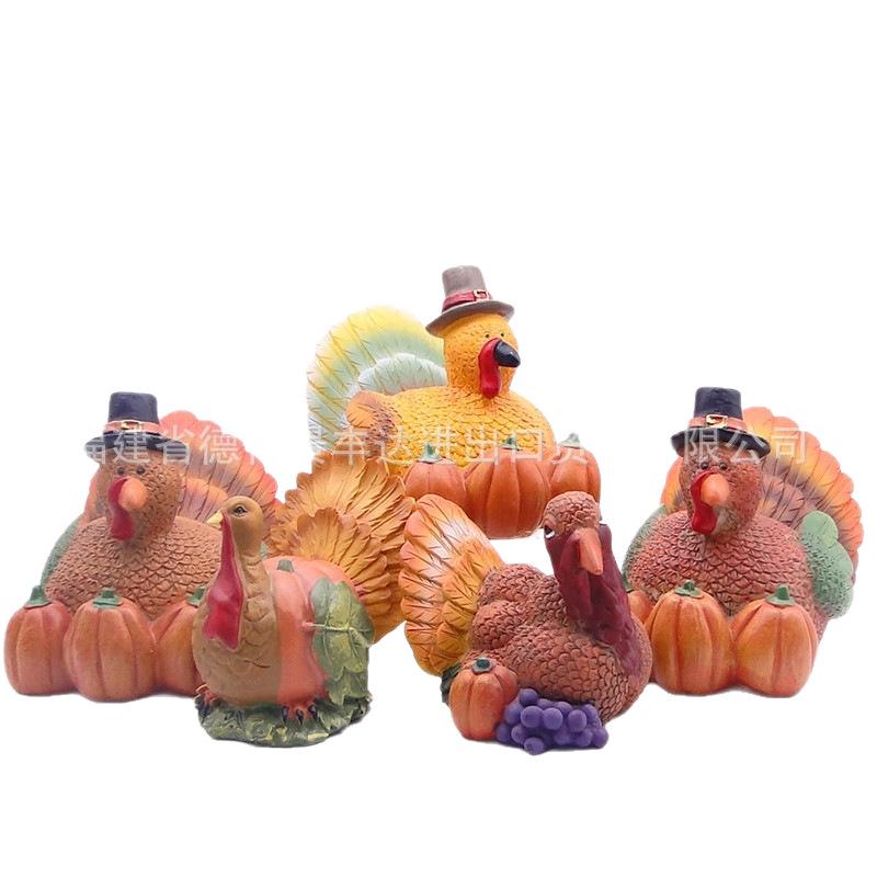 Pumpkin Owl and Turkey Harvest Festival Resin Figurine Decoration