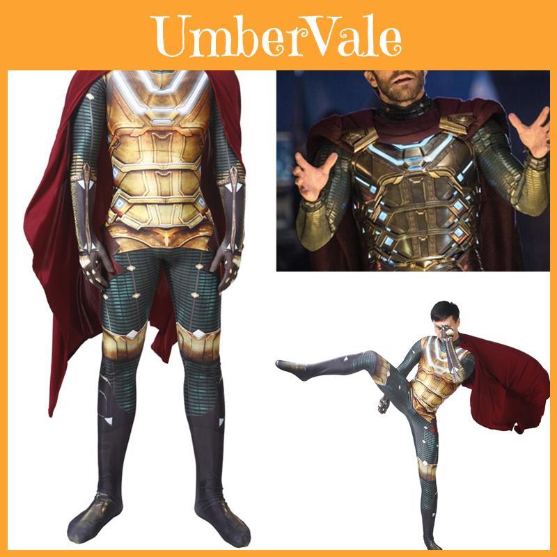 Spider-man Far From Home Mysterio Costume With Detailed Jumpsuit And Cloak**