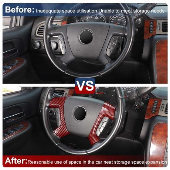 Red Carbon Center Console Steering Wheel Cover For Suburban Tahoe SIERRA 2007-13