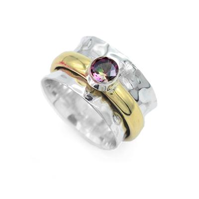 Mystic Topaz Ring, 925 Silver Ring, Two Tone Ring, Spinner Ring, Statement Ring, Unisex Gift, Meditation Ring, Worry Ring