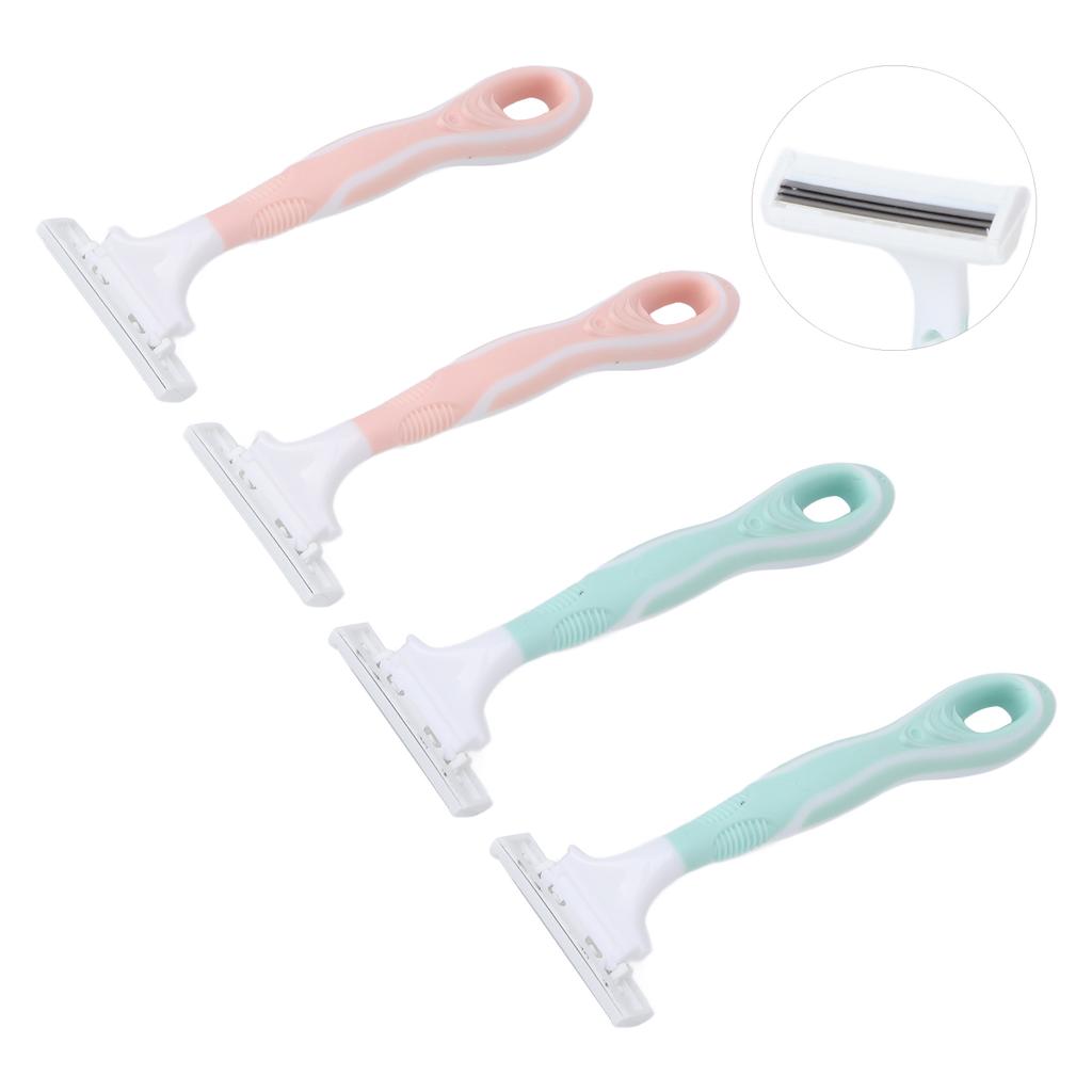 Paquete de 4 maquinillas de afeitar para mujer de 3 hojas, portátiles, ligeras, antideslizantes, para depilación femenina
