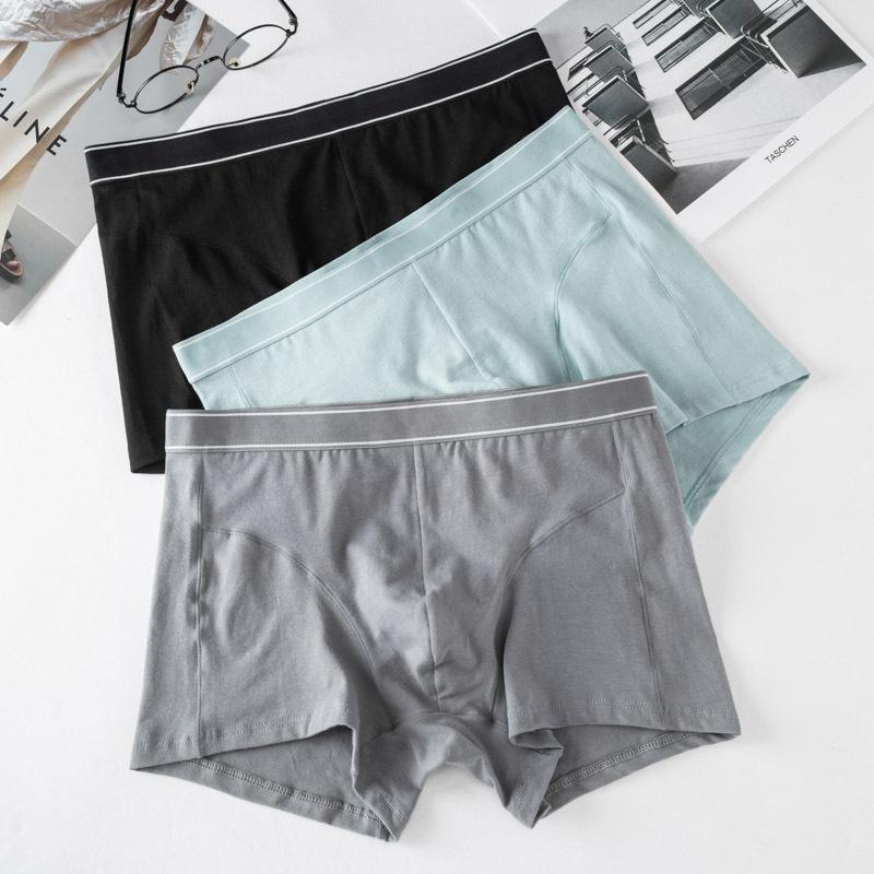 Solid Color Men's Underwear All Cotton Breathable Student Youth Sports Flat Pants Large Four Corners Underwear