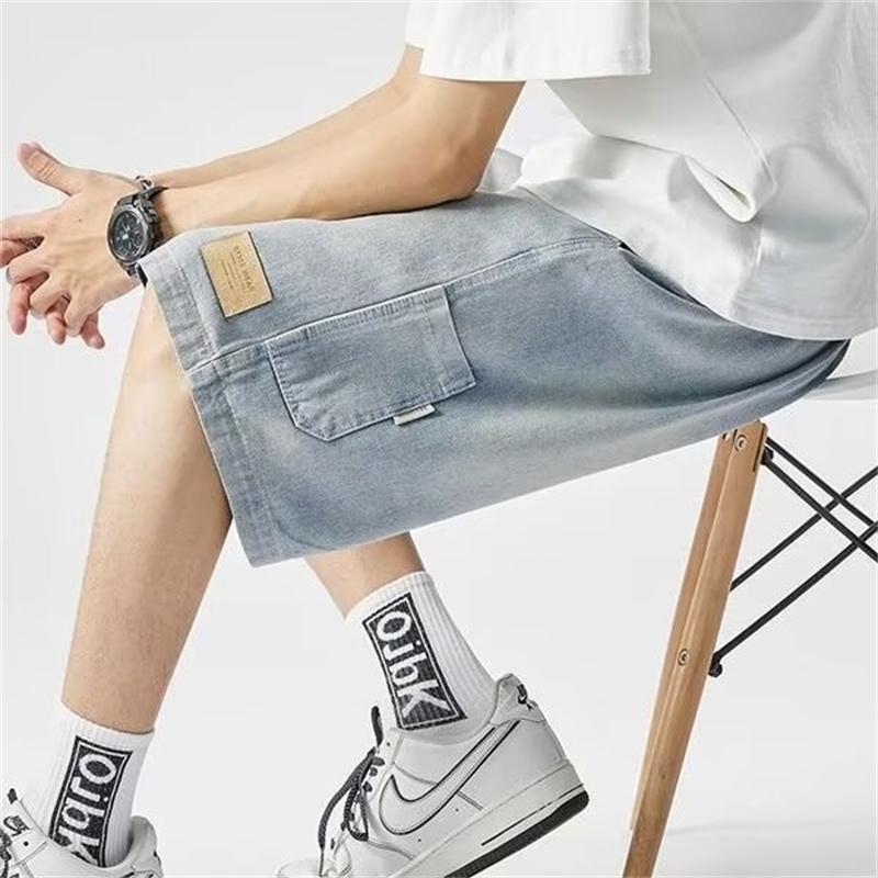 

Летние мужские джинсовые шорты прямого кроя, мешковатые, винтажные, уличная одежда, хип-хоп XS синий