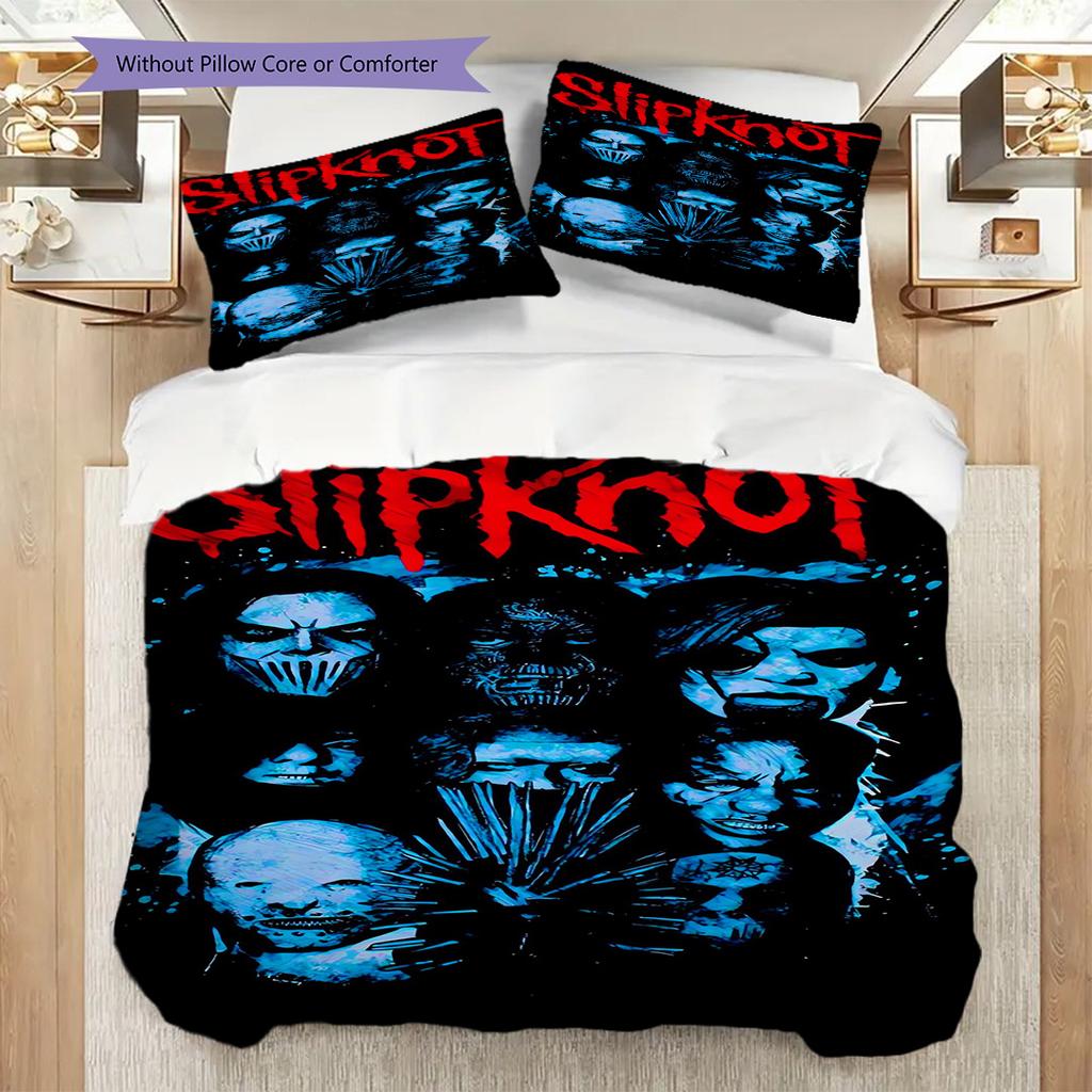 Slipknot Dark Metal Artistry Bedding (1 * duvet cover + 2 * pillowcase, without core) 2D Flat Duvet cover and pillowcase Christmas birthday gift
