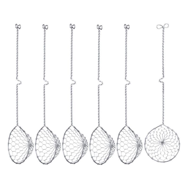 

Pack of 6 High Quality Handmade Nonrust Steel Strainers Textured Grip and Hook Efficient Cooking Tasks