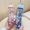 Cartoon Travel Water Cup Portable Lifting Rope Printed Transparent Plastic Cup High Value Cute Straw Cup