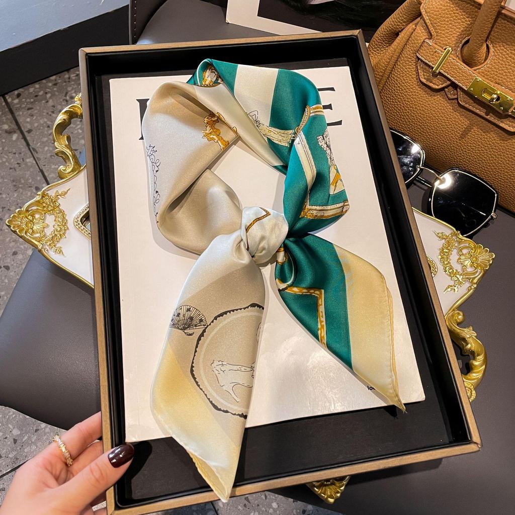Elegant Silk-Style Square Scarf: Fashionable, Professional Decorative Shawl for Women