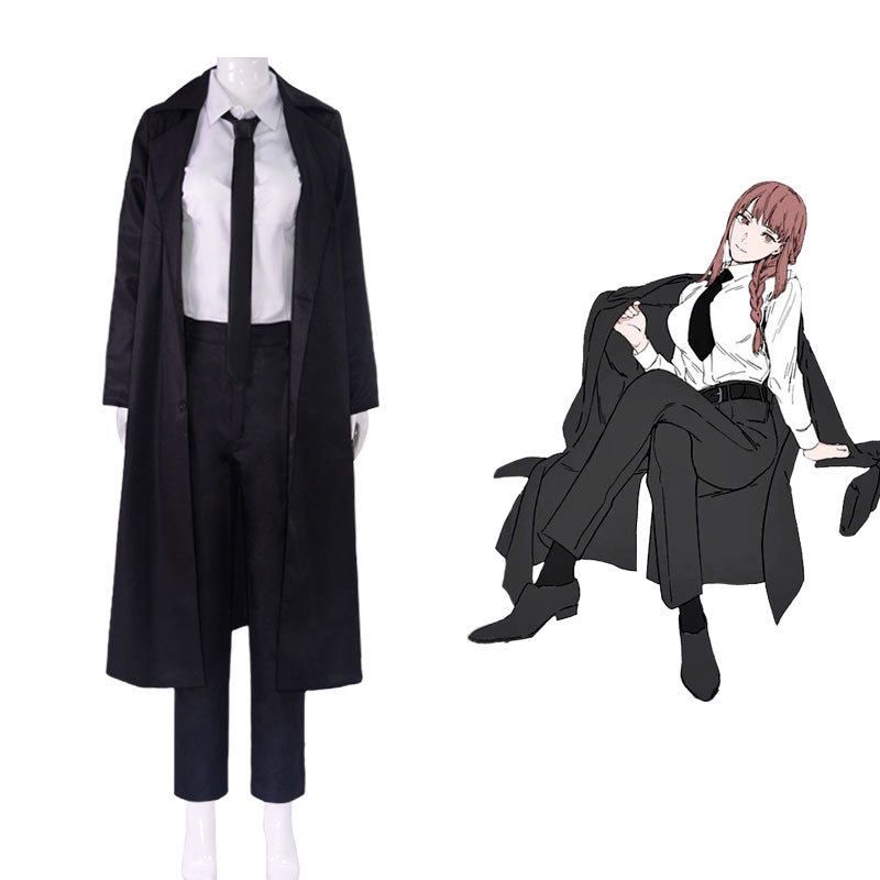 Chainsaw Man Makima Cosplay Costume Long Trench Coat Set Demon Hunter Cosplay Halloween Costume
