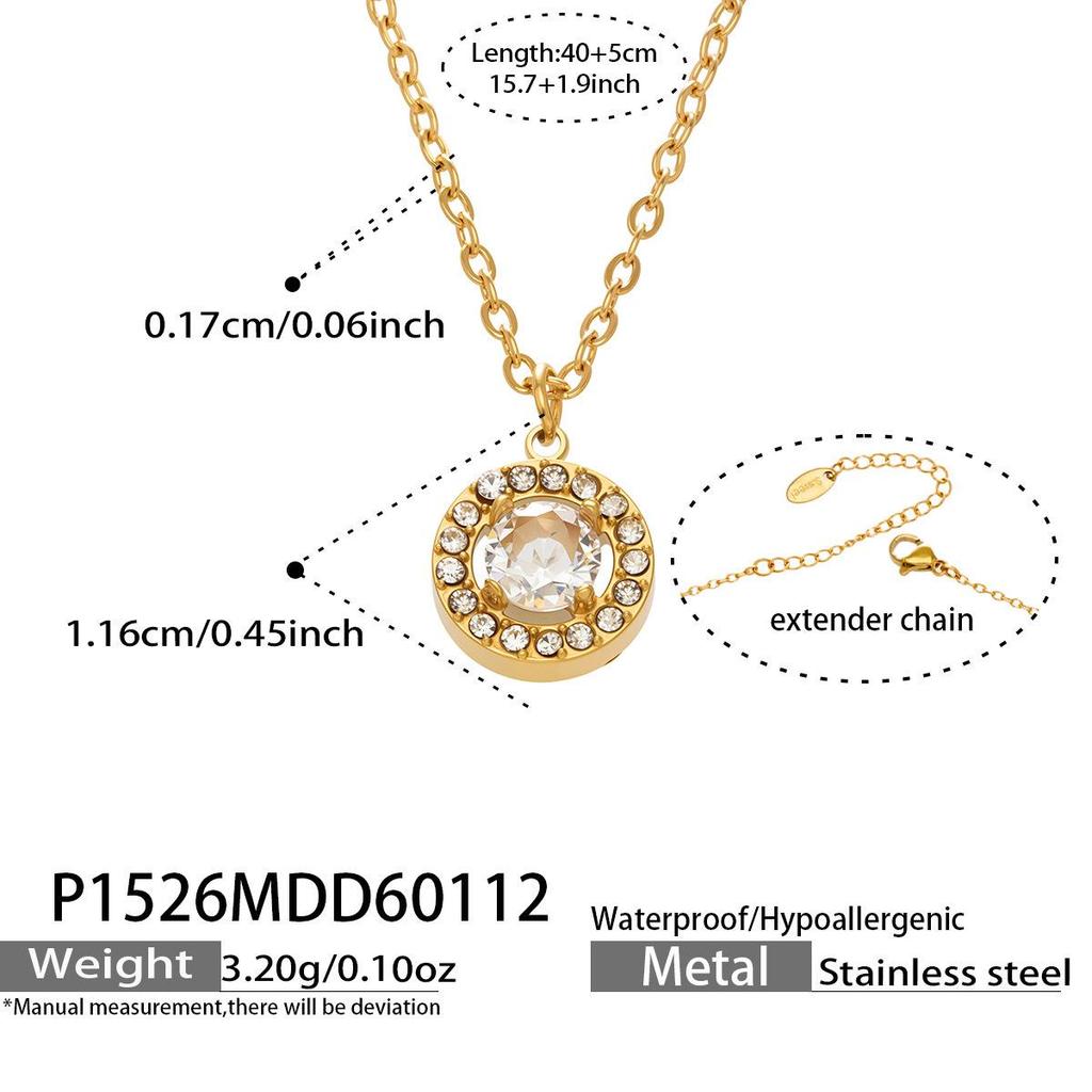 Douyin Trend Wassertropfen Strass Zirkon Anhänger Halskette & Ohrringe Damen Set, 18 Karat Vergoldeter Edelstahl.