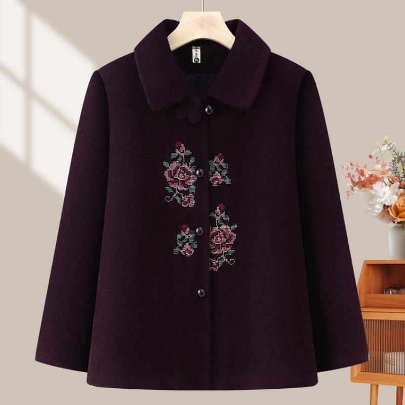 

Autumn and winter jackets, fleece winter tops, old lady woolen thickened to keep warm 5XL [recommended 150-80kg]