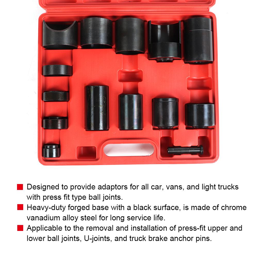 14Pcs Set Steel Ball Joint Press Adapter Set Removal & Installer Service Tool
