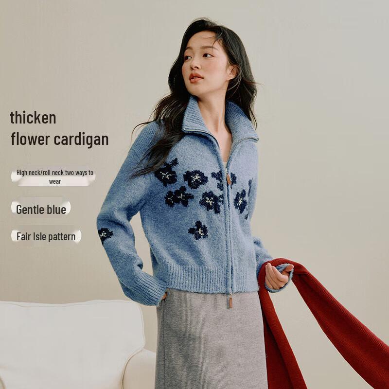 

Inman Retro Jacquard Lapel Sweater Cardigan M