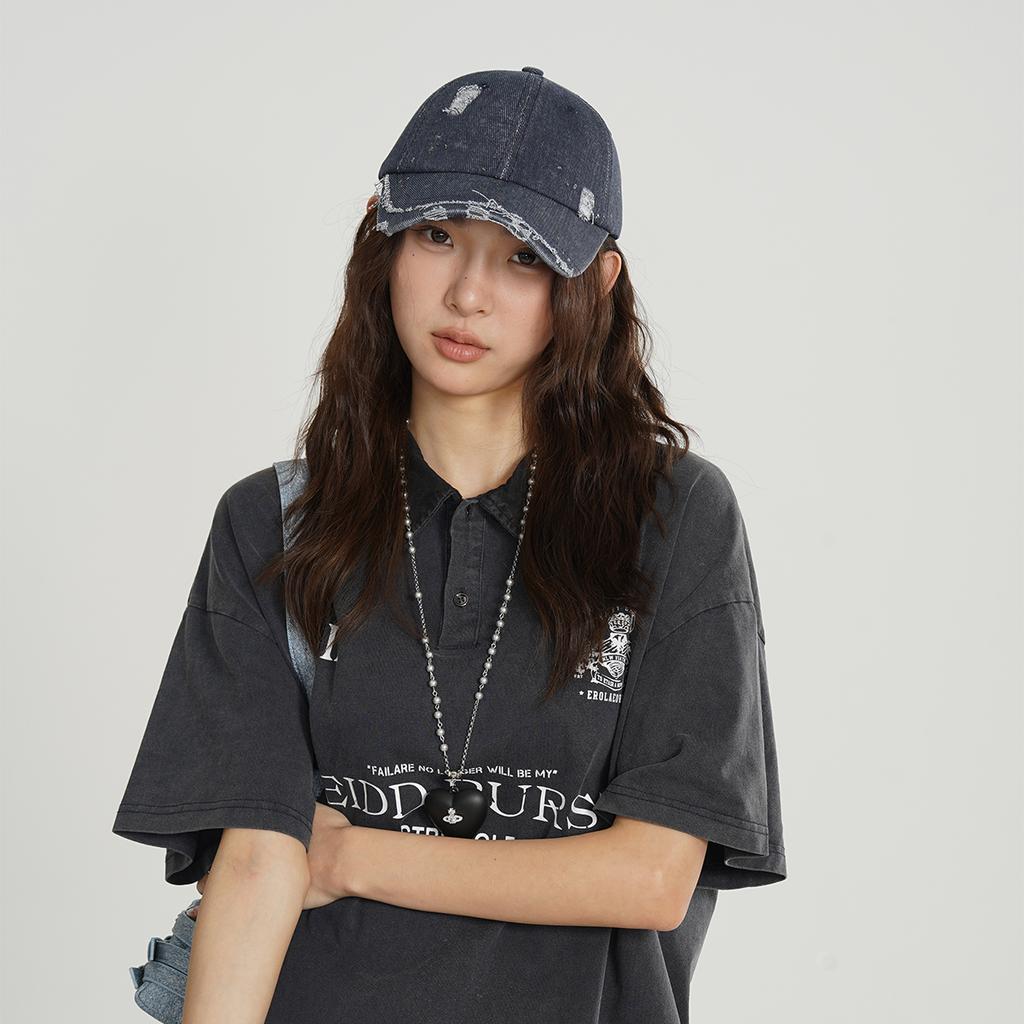 Broken Style Solid Distress Baseball Hats New Men Women Sunshade Personal Versatile Gold Stamping Ins Fashion Street Peaked Caps