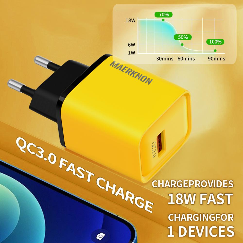 18W USB Fast Charging Wall Adapter QC3.0 Portable Phone Charger For iPhone Xiaomi 17 Pro Samsung Huawei Universal Mobile Phone