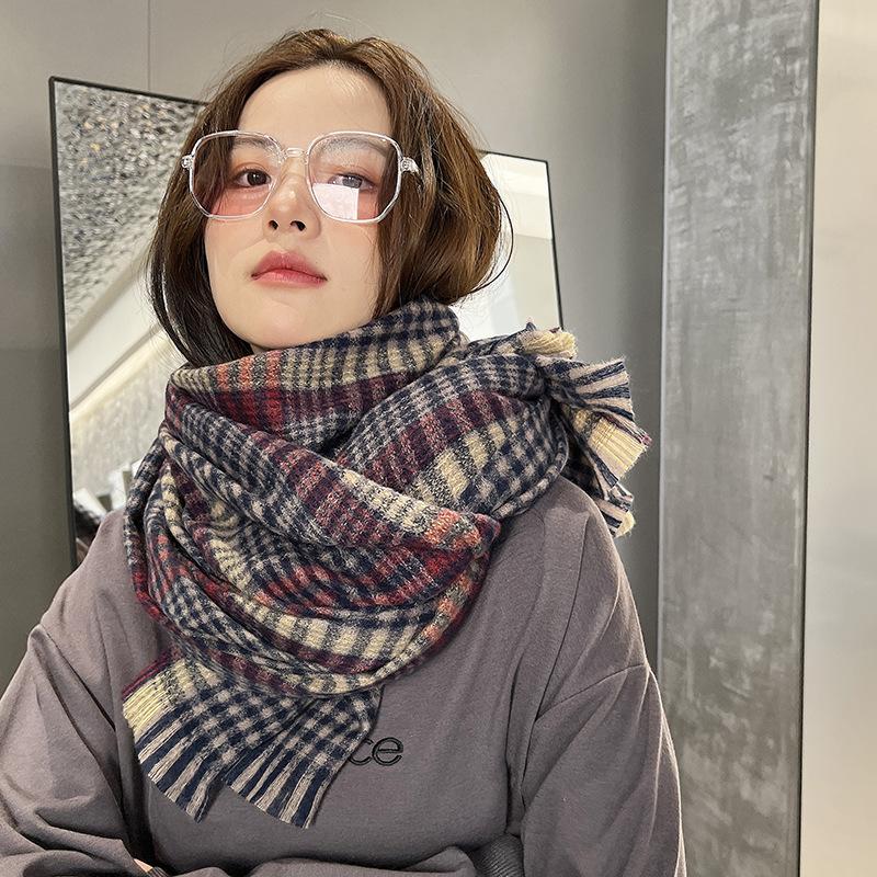 2025 autumn and winter scarf scarf women's plaid scarf imitation cashmere scarf scarf winter versatile shawl