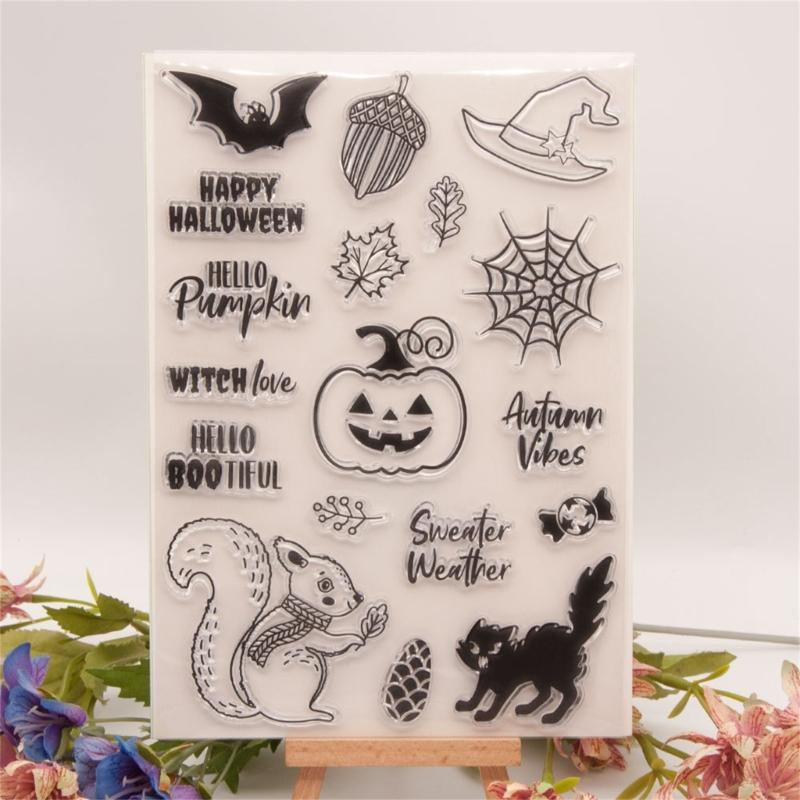 Halloween Clear Stamp Metal Cutting Dies Set for DIY Craft Making Embossing Photo Album Scrapbooking Home Decoration