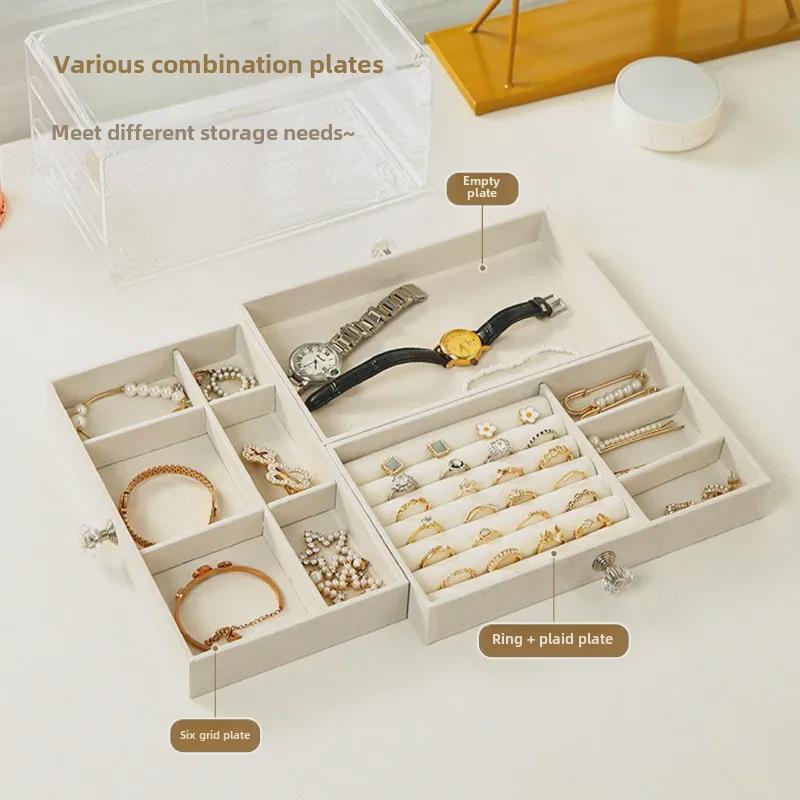 Elegante joyero multicapa con gran capacidad para pendientes, collares y anillos
