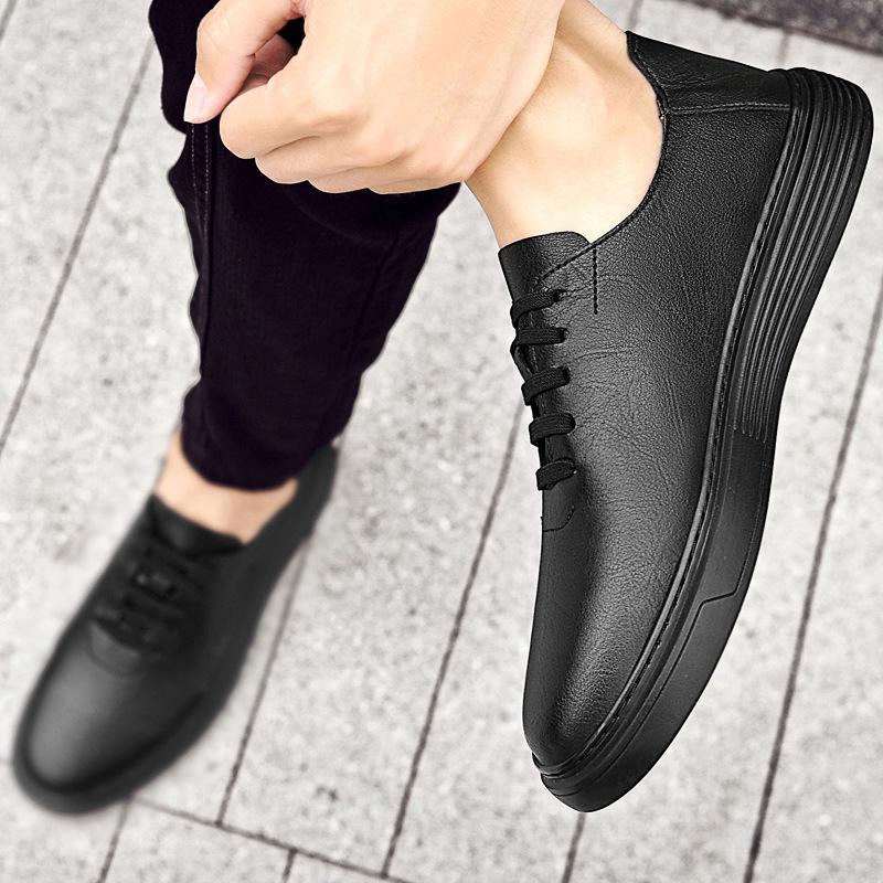 

Men s shoes spring 2025 new soft-faced little white leather shoes men s daily travel comfortable board shoes personalized casual trendy shoes 45 чорний