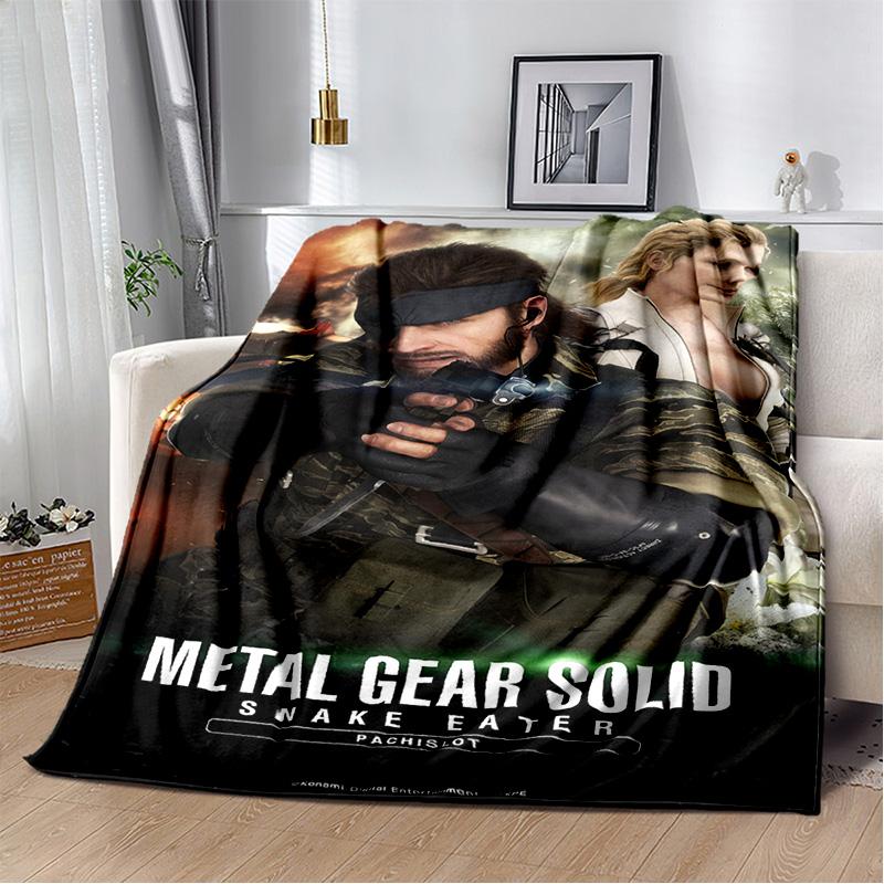 HD Metal Gear Solid Spel Gamer Tecknad 3D Filt, Mjuk Pläd för Hem Sovrum Säng Soffa Picknick Resa Täckfilt Barn