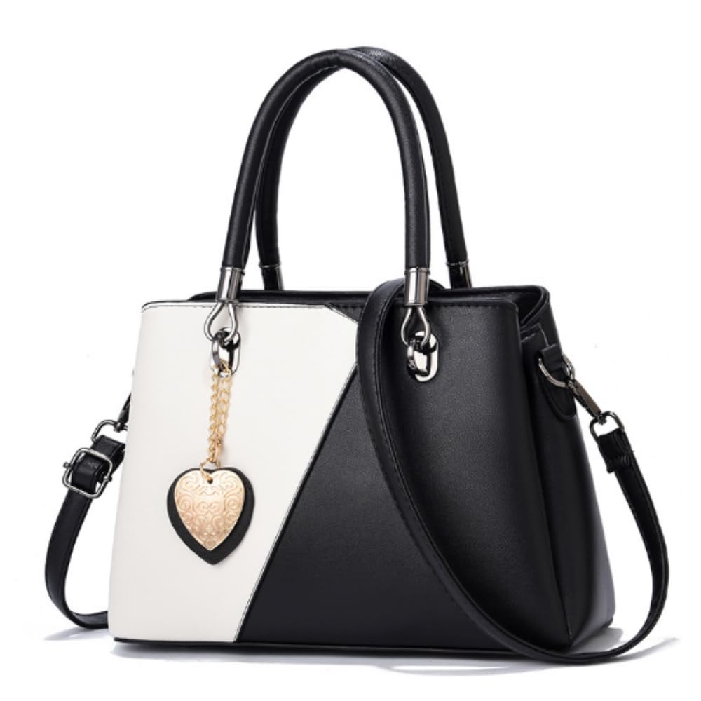 ORIJIRI Women s Shoulder Bag, Handbag, 2-Way Bag, Cute PU Leather (WhiteBlack)