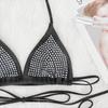 2023 European & American Sexy Rhinestone Strappy Bikini Set - Solid Color Beach Vacation Women's Swimwear