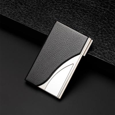 Leather Stainless Steel Business Name Card Case Holder