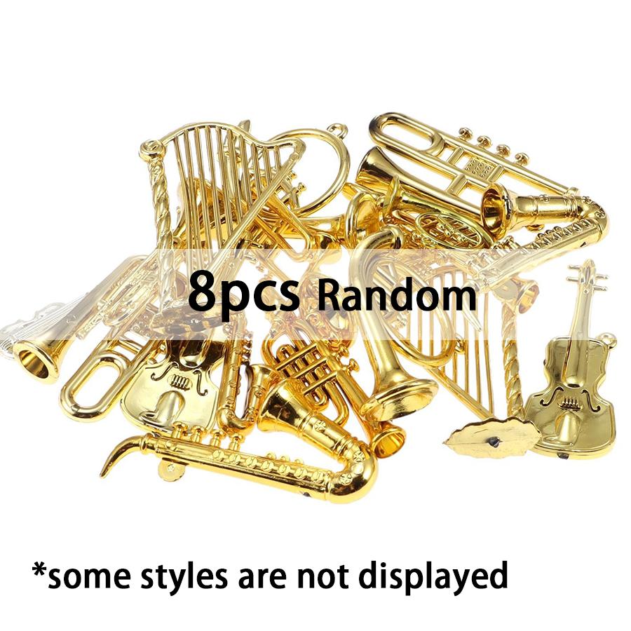 8/16pcs Golden Miniature Musical Instrument Ornament Photo Prop Office Study Desk Handicrafts DIY Christmas Tree Decor XJM