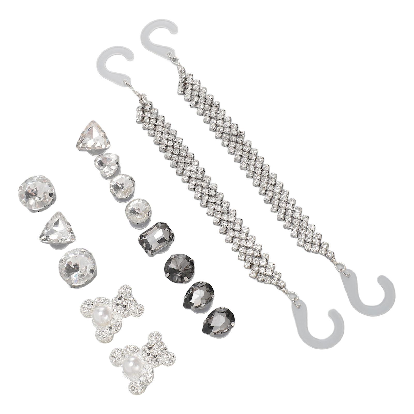 

15 шт. блестящие аксессуары для обуви из пластикового сплава, сверкающие, легко устанавливаемые, прочные украшения для обуви с отверстиями