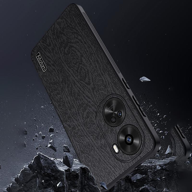 For Huawei Nova 11 SE/nova 12 SE 4G Cell Phone Case Wood Grain PC+TPU+PU Back Cover