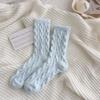 1 Pair  Women's Cozy Fuzzy Socks- Winter Warm Plush Mid-Calf Length Twisted Pattern Knit Fabric Socks